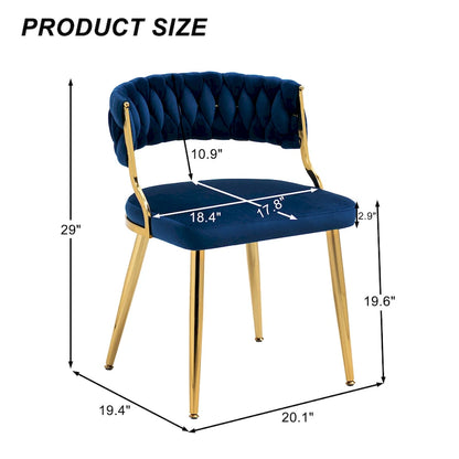 Ensemble de 4 chaises de salle à manger en velours avec pieds en métal doré