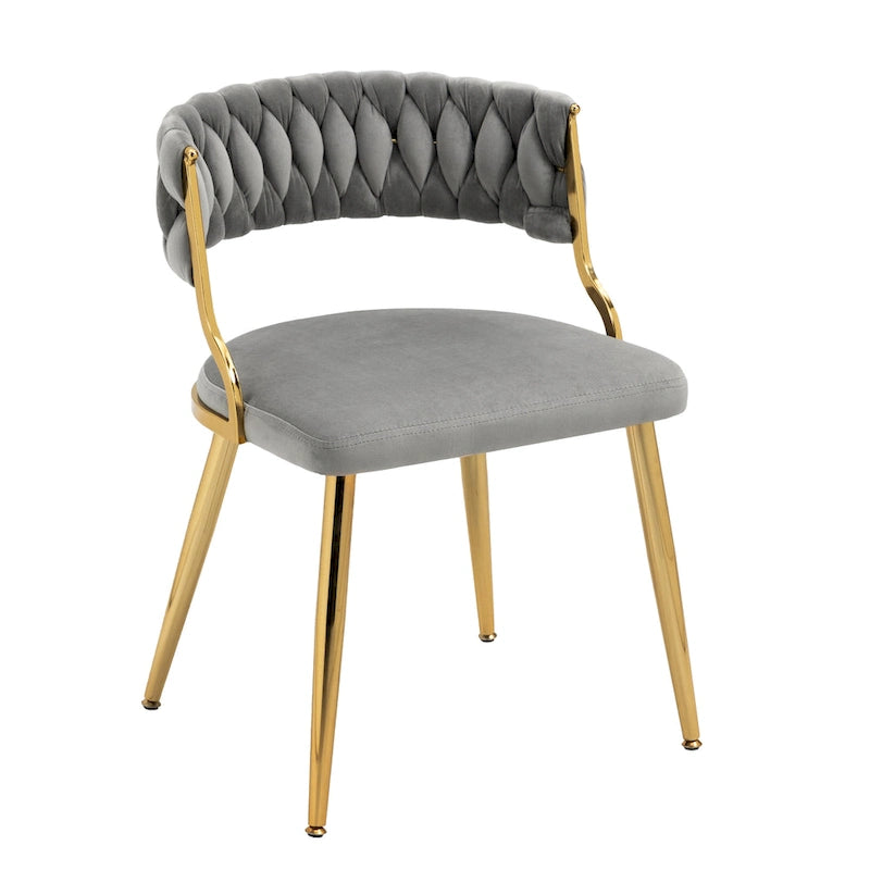 Ensemble de 4 chaises de salle à manger en velours avec pieds en métal doré