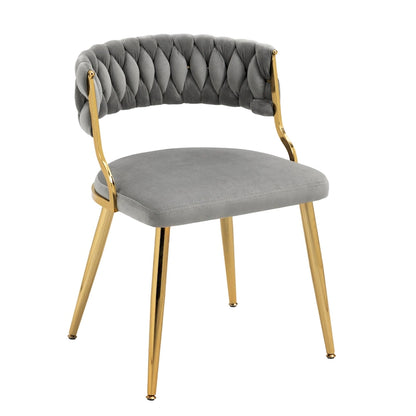 Ensemble de 4 chaises de salle à manger en velours avec pieds en métal doré