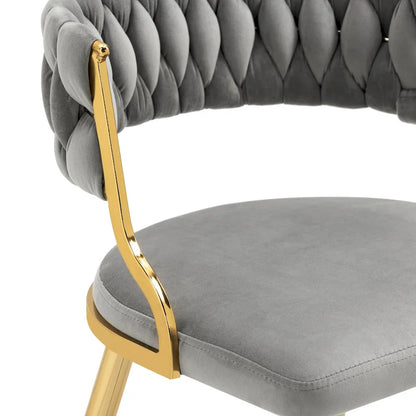 Ensemble de 4 chaises de salle à manger en velours avec pieds en métal doré