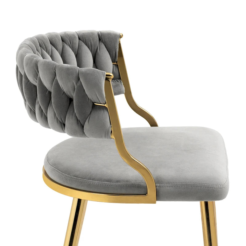 Ensemble de 4 chaises de salle à manger en velours avec pieds en métal doré