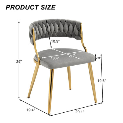 Ensemble de 4 chaises de salle à manger en velours avec pieds en métal doré