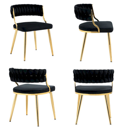 Ensemble de 4 chaises de salle à manger en velours avec pieds en métal doré
