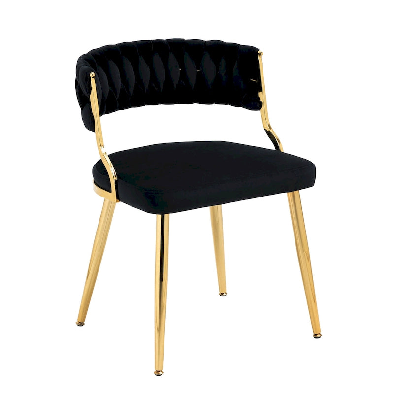 Ensemble de 4 chaises de salle à manger en velours avec pieds en métal doré