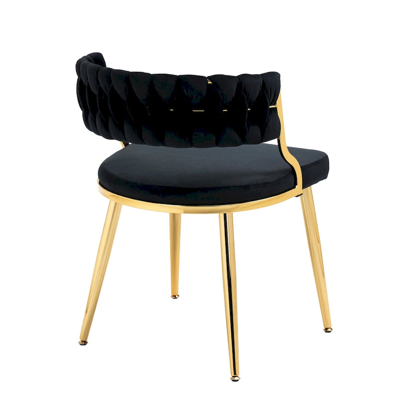 Ensemble de 4 chaises de salle à manger en velours avec pieds en métal doré