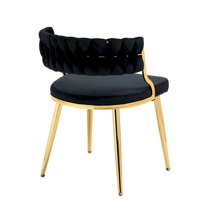 Ensemble de 4 chaises de salle à manger en velours avec pieds en métal doré