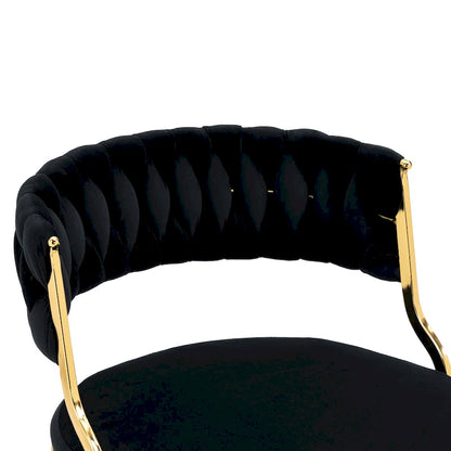 Ensemble de 4 chaises de salle à manger en velours avec pieds en métal doré