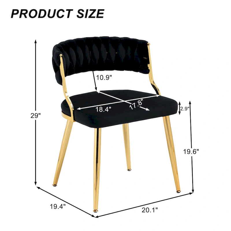 Ensemble de 4 chaises de salle à manger en velours avec pieds en métal doré