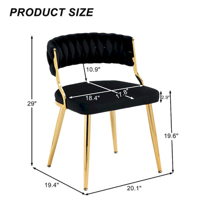 Ensemble de 4 chaises de salle à manger en velours avec pieds en métal doré