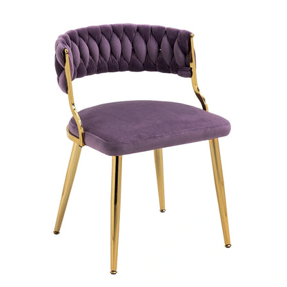 Ensemble de 4 chaises de salle à manger en velours avec pieds en métal doré