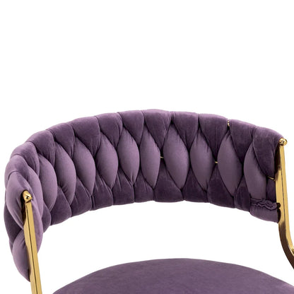 Ensemble de 4 chaises de salle à manger en velours avec pieds en métal doré