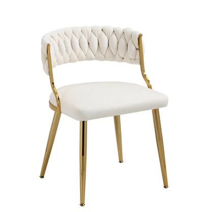 Ensemble de 4 chaises de salle à manger en velours avec pieds en métal doré