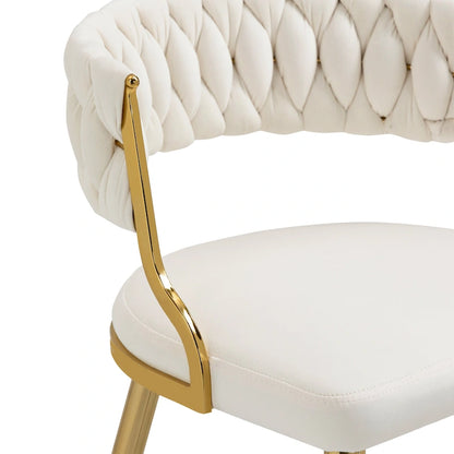 Ensemble de 4 chaises de salle à manger en velours avec pieds en métal doré
