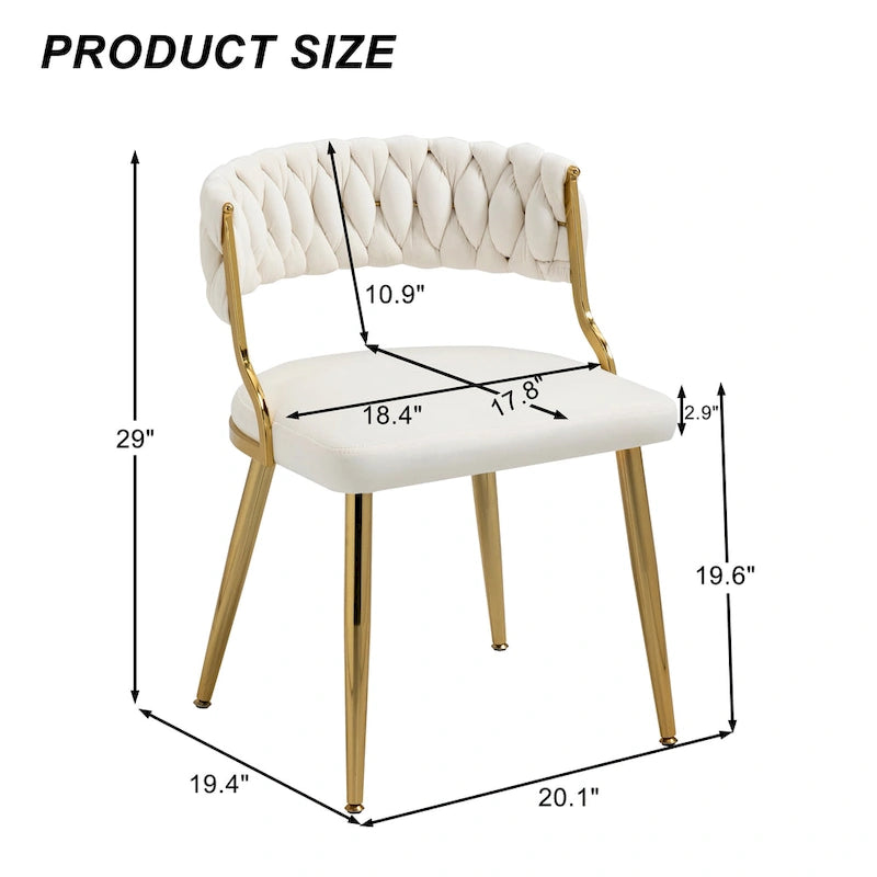 Ensemble de 4 chaises de salle à manger en velours avec pieds en métal doré