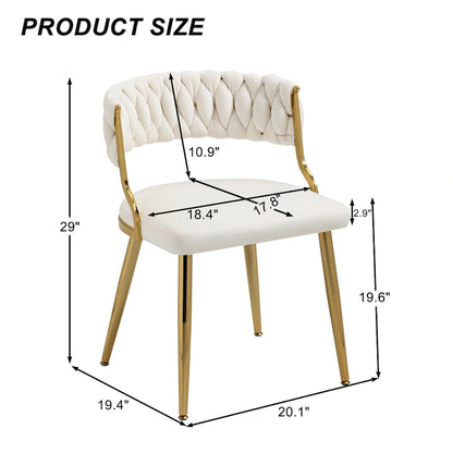Ensemble de 4 chaises de salle à manger en velours avec pieds en métal doré