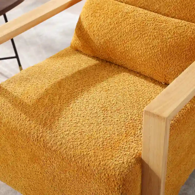 Fauteuil pivotant rembourré en bouclette style milieu du siècle avec coussin