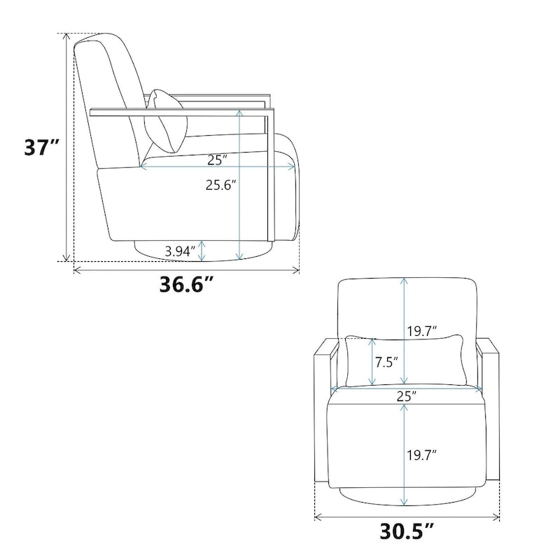 Fauteuil pivotant rembourré en bouclette style milieu du siècle avec coussin