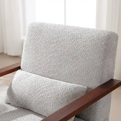 Fauteuil pivotant rembourré en bouclette style milieu du siècle avec coussin