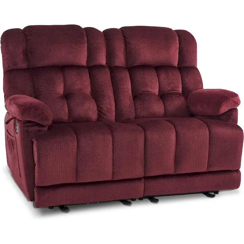 Canapé inclinable électrique MCombo deux places avec chauffage et massage, tissu 6237