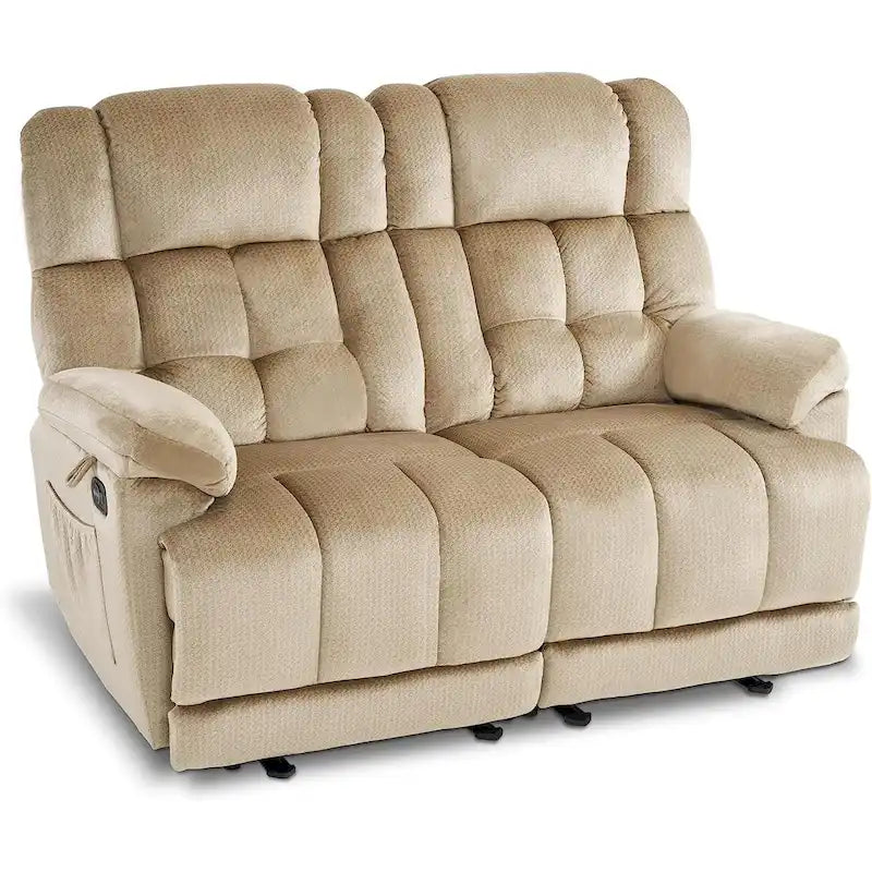 Canapé inclinable électrique MCombo deux places avec chauffage et massage, tissu 6237