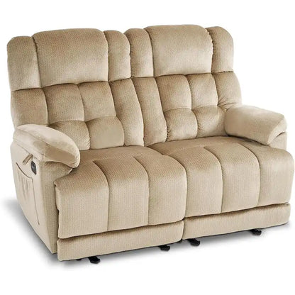 Canapé inclinable électrique MCombo deux places avec chauffage et massage, tissu 6237