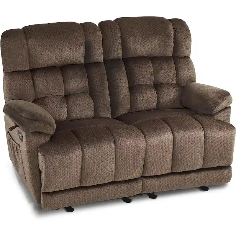 Canapé inclinable électrique MCombo deux places avec chauffage et massage, tissu 6237