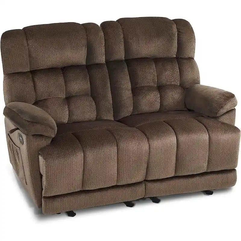 Canapé inclinable électrique MCombo deux places avec chauffage et massage, tissu 6237