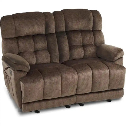 Canapé inclinable électrique MCombo deux places avec chauffage et massage, tissu 6237