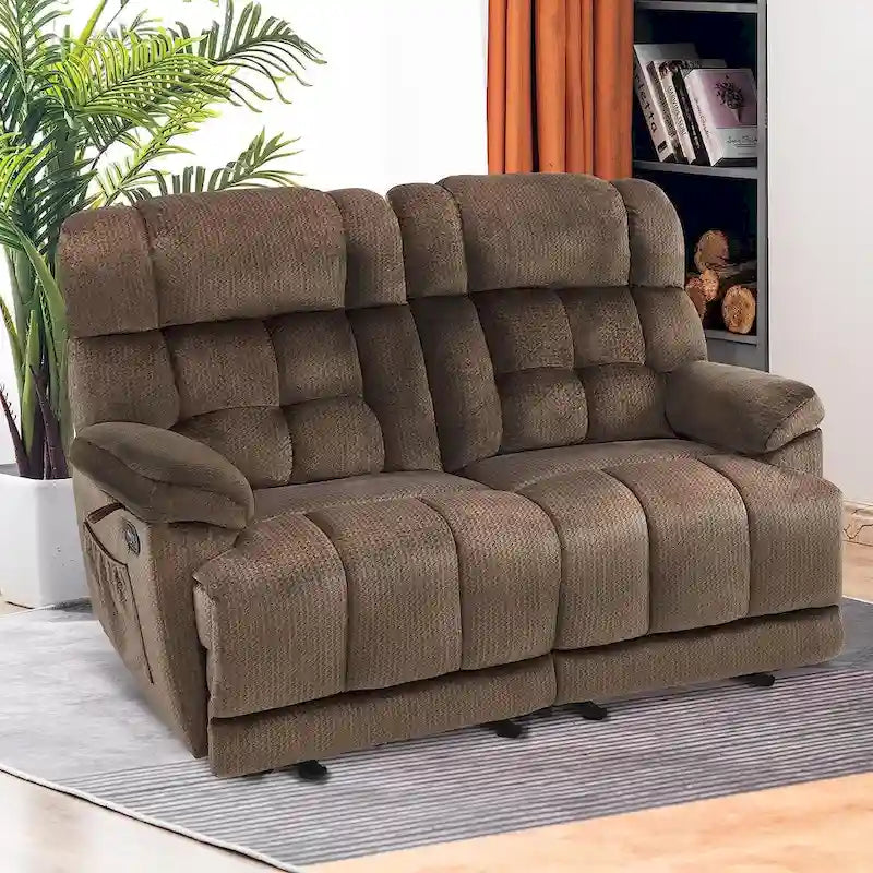 Canapé inclinable électrique MCombo deux places avec chauffage et massage, tissu 6237
