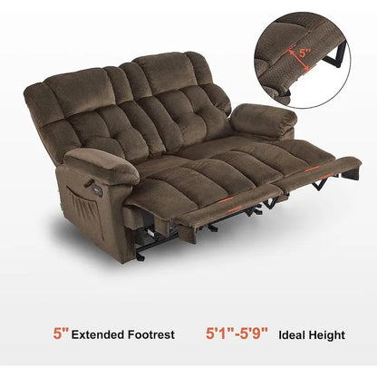 Canapé inclinable électrique MCombo deux places avec chauffage et massage, tissu 6237