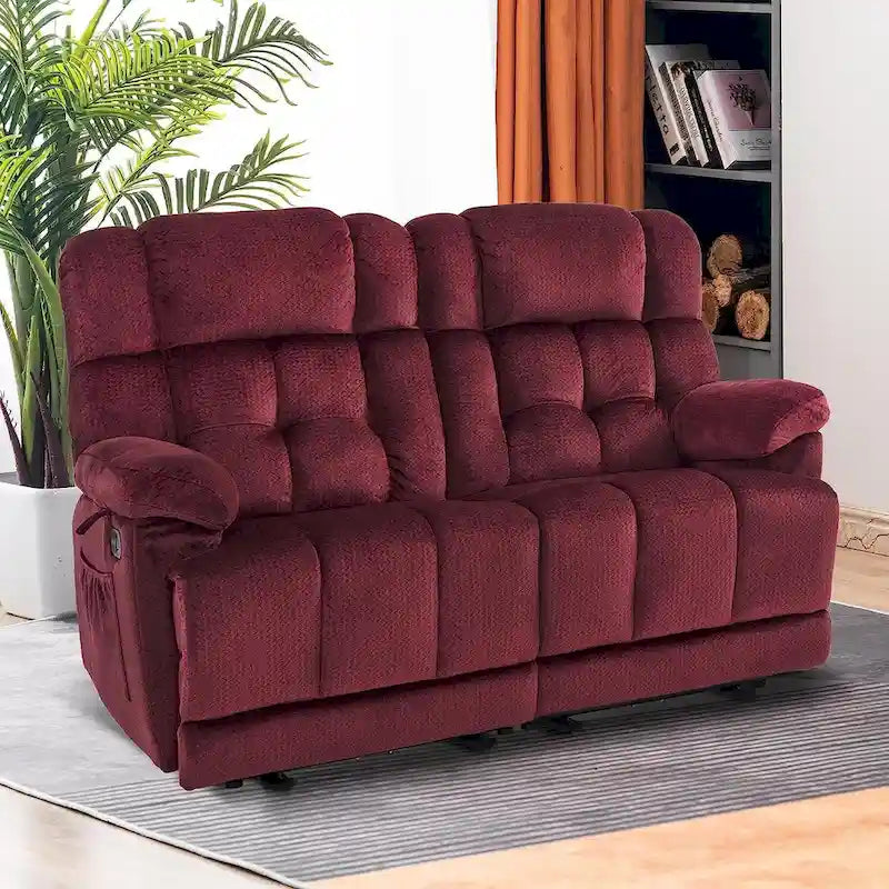 Canapé inclinable électrique MCombo deux places avec chauffage et massage, tissu 6237