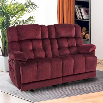 Canapé inclinable électrique MCombo deux places avec chauffage et massage, tissu 6237