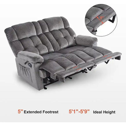 Canapé inclinable électrique MCombo deux places avec chauffage et massage, tissu 6237