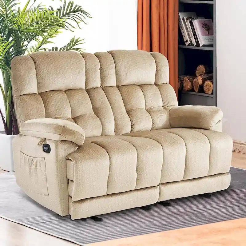Canapé inclinable électrique MCombo deux places avec chauffage et massage, tissu 6237
