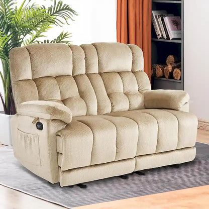 Canapé inclinable électrique MCombo deux places avec chauffage et massage, tissu 6237