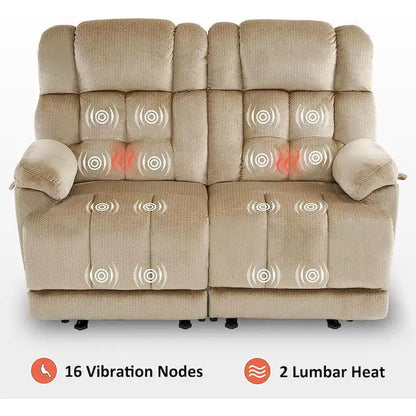 Canapé inclinable électrique MCombo deux places avec chauffage et massage, tissu 6237