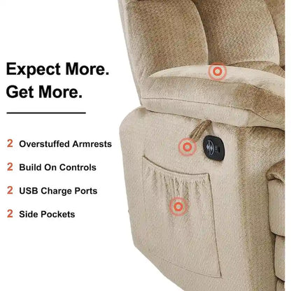 Canapé inclinable électrique MCombo deux places avec chauffage et massage, tissu 6237