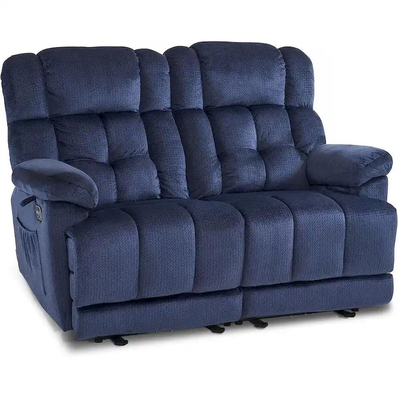 Canapé inclinable électrique MCombo deux places avec chauffage et massage, tissu 6237