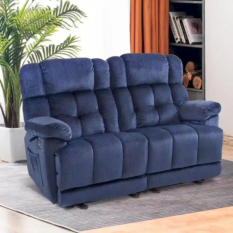 Canapé inclinable électrique MCombo deux places avec chauffage et massage, tissu 6237