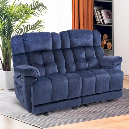Canapé inclinable électrique MCombo deux places avec chauffage et massage, tissu 6237