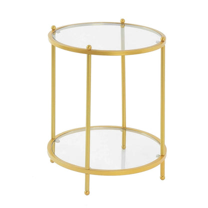 Table d'appoint ronde en verre à deux niveaux Royal Crest de Convenience Concepts avec étagère