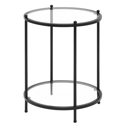 Table d'appoint ronde en verre à deux niveaux Royal Crest de Convenience Concepts avec étagère