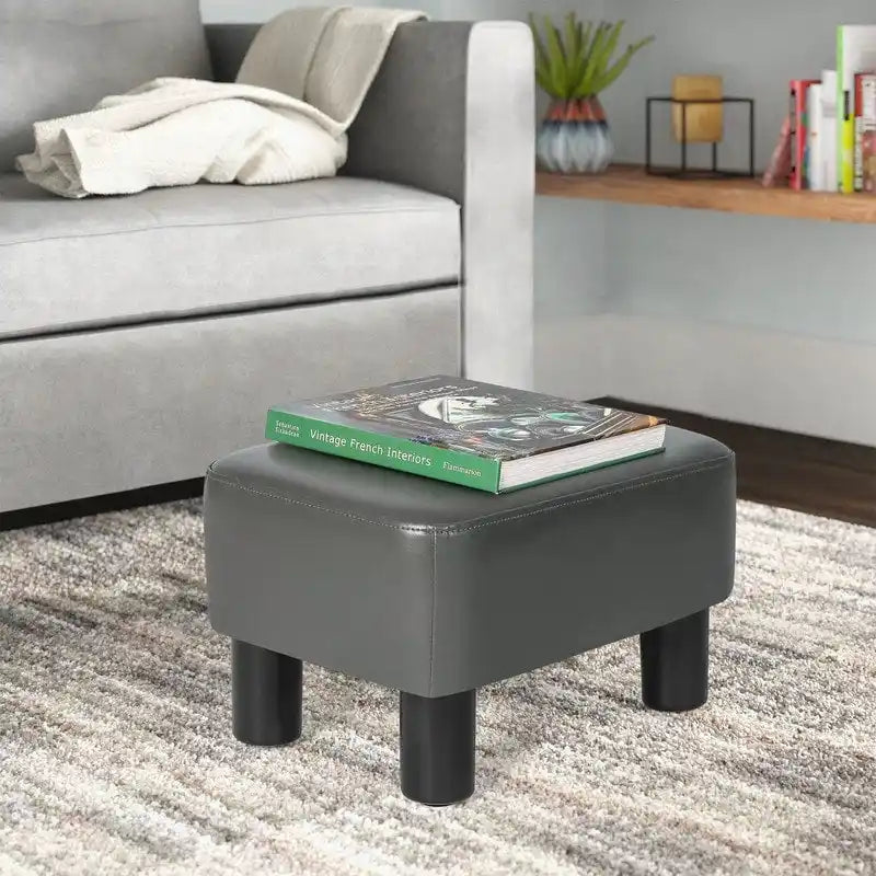 Petit repose-pieds ottoman rectangulaire moderne en cuir PU Adeco