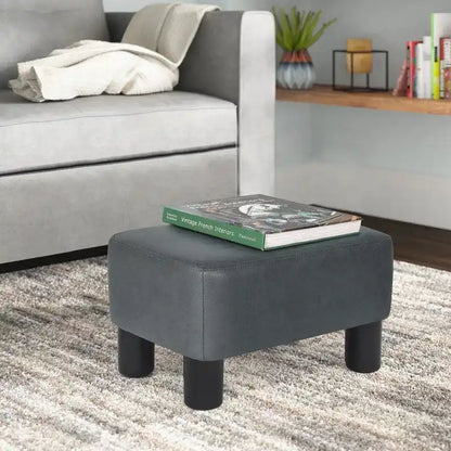 Petit repose-pieds ottoman rectangulaire moderne en cuir PU Adeco