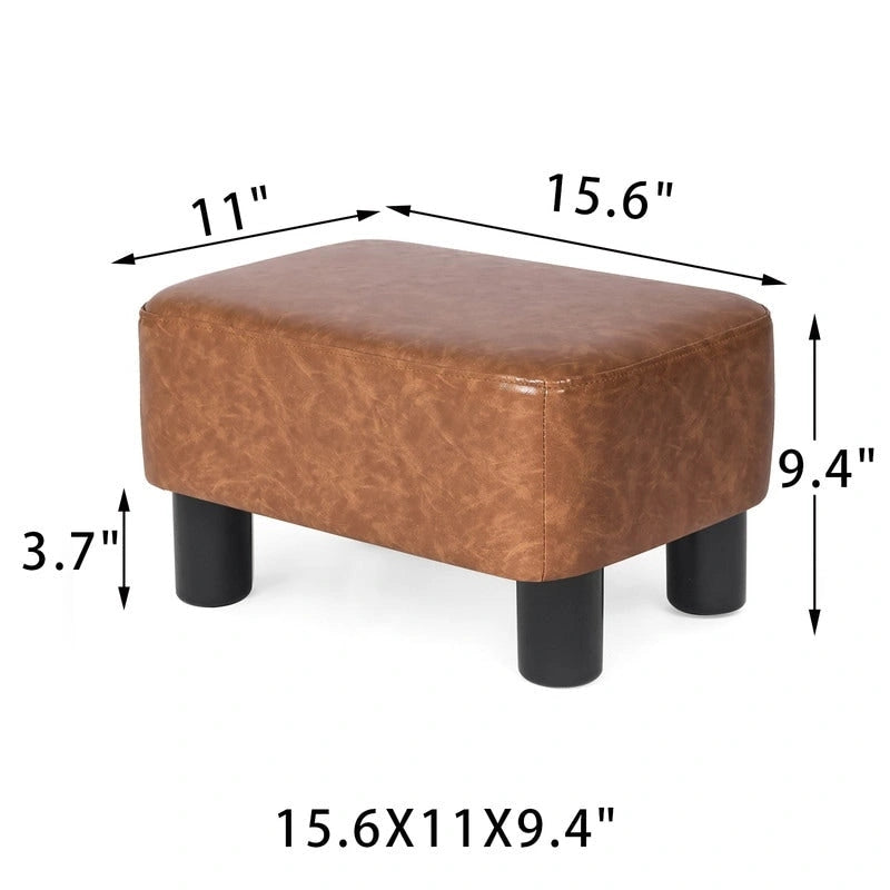 Petit repose-pieds ottoman rectangulaire moderne en cuir PU Adeco