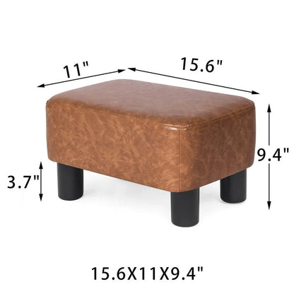 Petit repose-pieds ottoman rectangulaire moderne en cuir PU Adeco