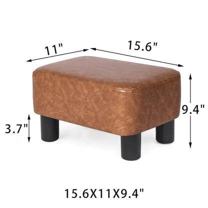 Petit repose-pieds ottoman rectangulaire moderne en cuir PU Adeco