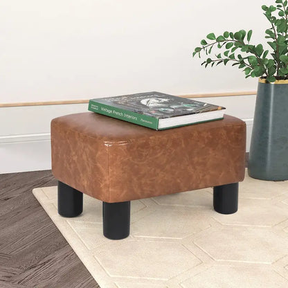 Petit repose-pieds ottoman rectangulaire moderne en cuir PU Adeco