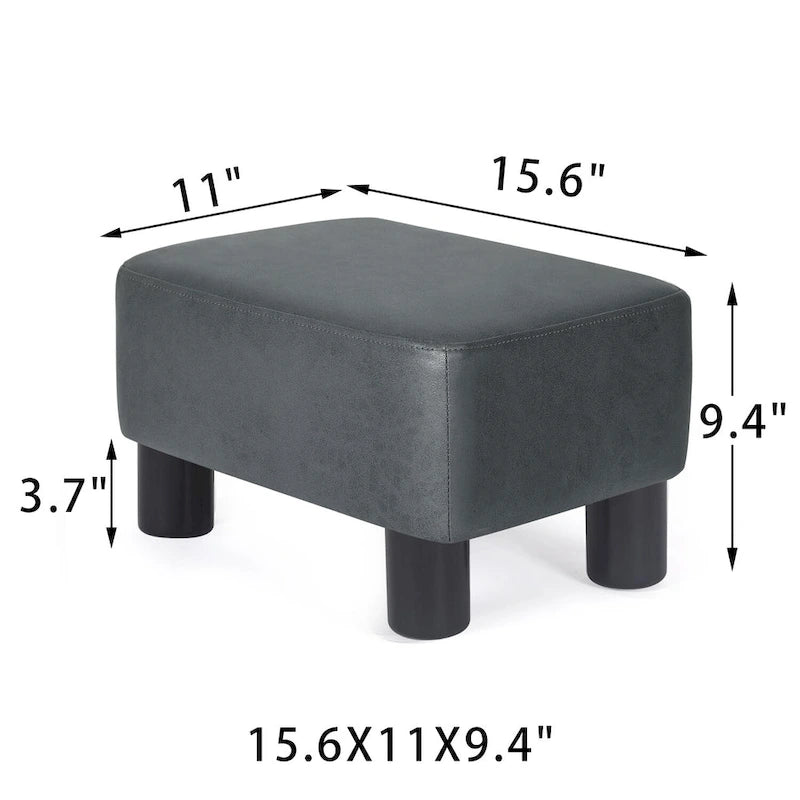 Petit repose-pieds ottoman rectangulaire moderne en cuir PU Adeco