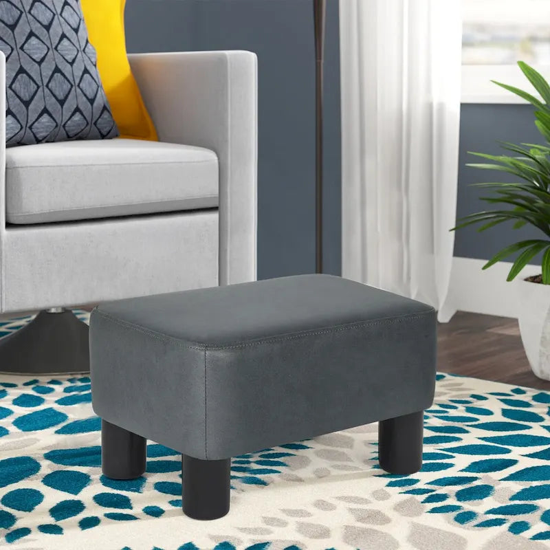 Petit repose-pieds ottoman rectangulaire moderne en cuir PU Adeco